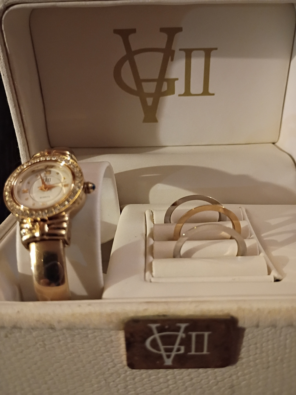 VG II Gold-Tone Women's Watch and Ring Set